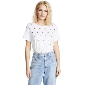 South Parade White Pima Cotton Gold Star Print‎ Short Sleeve Graphic Tee Size M